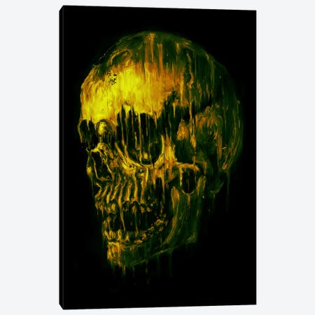 Skull Melt Green Canvas Print #NID258} by Nicebleed Canvas Artwork