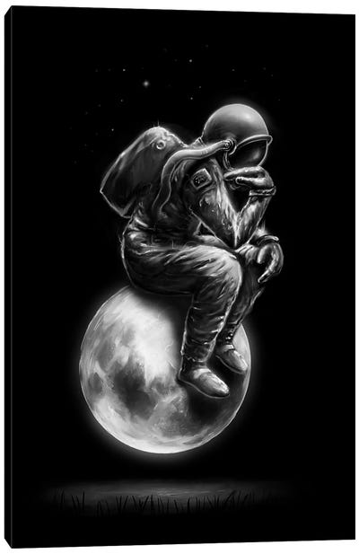 Space Thinker Canvas Art Print - The Thinker Reimagined