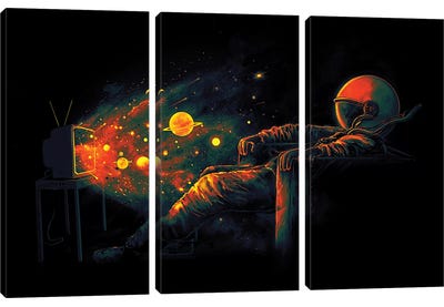 Cosmic Channel Canvas Art Print - 3-Piece Astronomy & Space Art