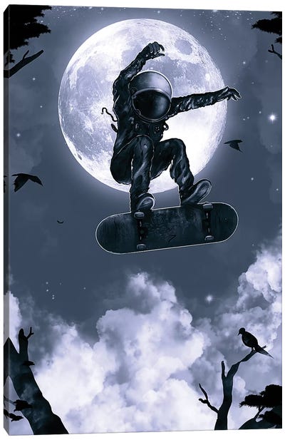 Space Skate Canvas Art Print - Skateboarding Art