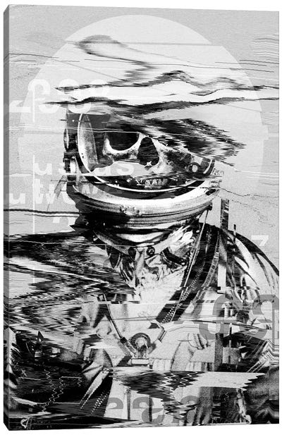 Astro Skull Canvas Art Print - Black & White Graphics & Illustrations