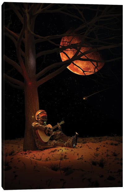 Moonlight Jam Canvas Art Print - Astronaut Art