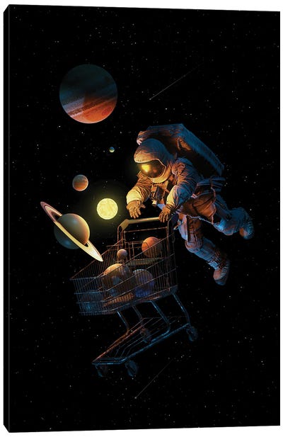 Space Cart Canvas Art Print - Galaxy Art