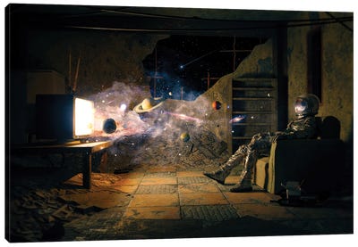 Cosmic Channel II Canvas Art Print - Cyberpunk Art