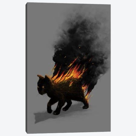 Cat On Fire Canvas Print #NID54} by Nicebleed Canvas Art