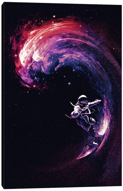 Space Surfing II Canvas Art Print - Kids Inspirational Art