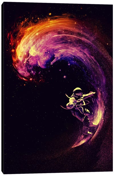 Space Surfing Canvas Art Print - Kids Astronomy & Space Art