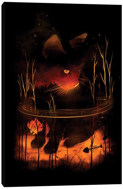 Catfish Canvas Art Print - Black Cat Art