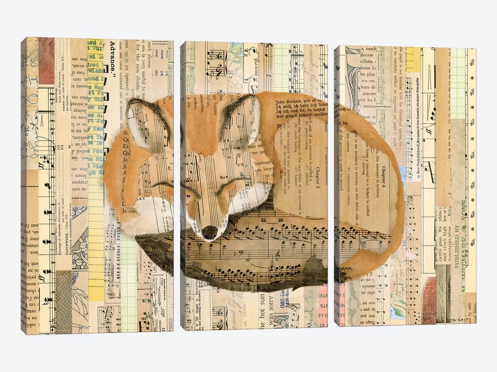 Red Fox Collage III by Nikki Galapon 3-piece Canvas Art Print