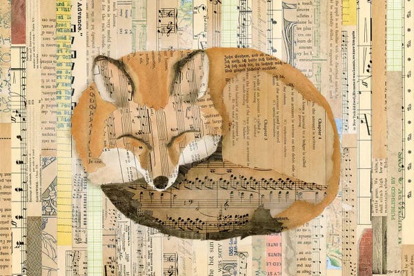 Music Notes: Red Fox Collage III by Nikki Galapon