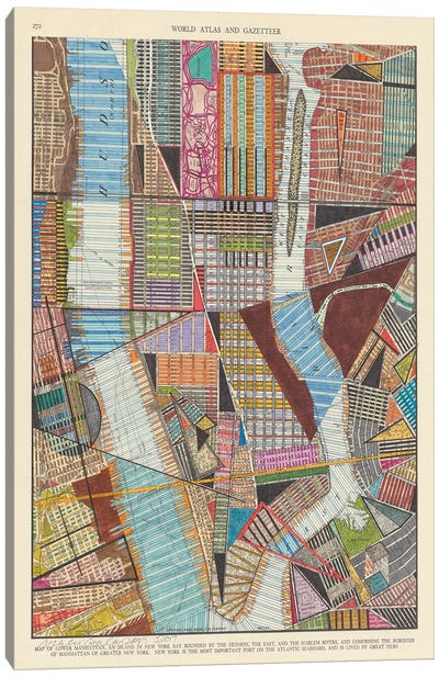 Modern Map of New York II Canvas Art Print - 3-Piece Map Art