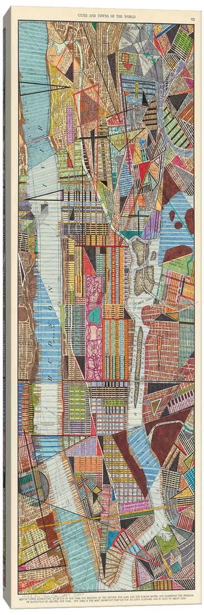 Modern Map of New York III Canvas Art Print - Best Selling Panoramics