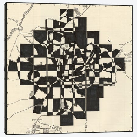 Modern Map Of Atlanta Canvas Print #NIK1} by Nikki Galapon Canvas Artwork