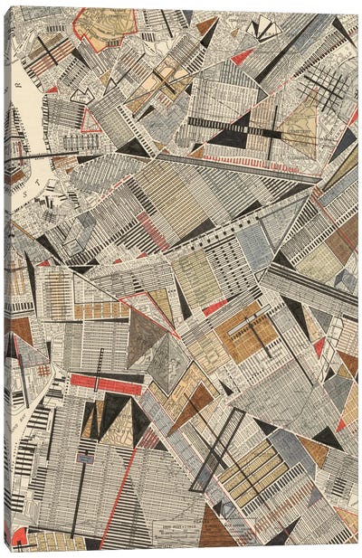 Modern Map Of Brooklyn Canvas Art Print