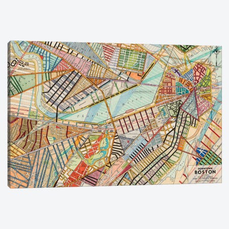 Modern Map Of Boston Canvas Print #NIK38} by Nikki Galapon Canvas Art