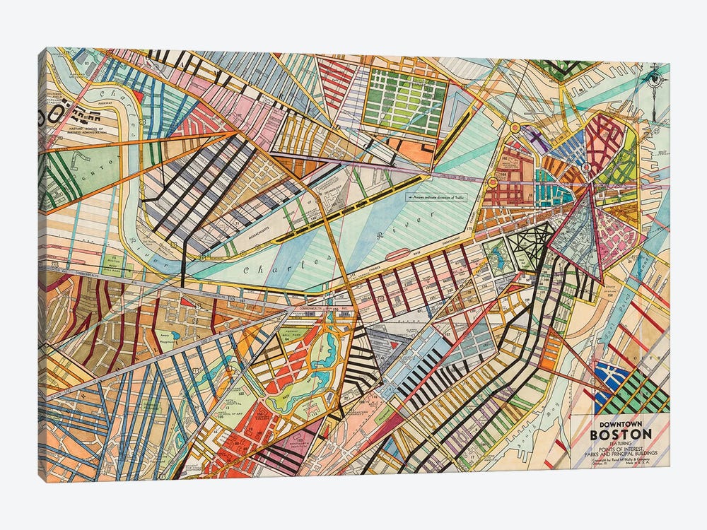 Modern Map Of Boston by Nikki Galapon 1-piece Canvas Wall Art