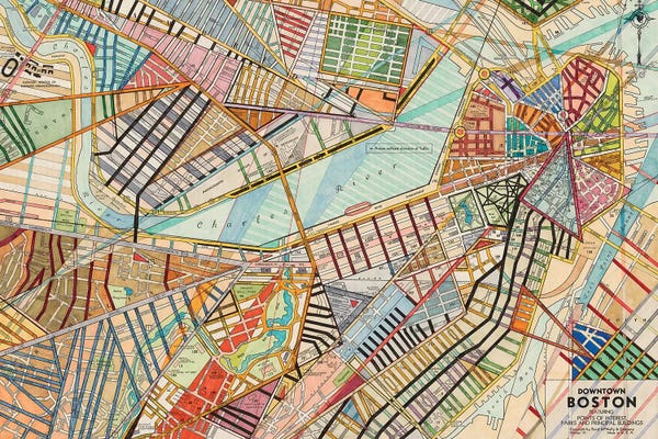 Abstract Maps: Modern Map Of Boston by Nikki Galapon