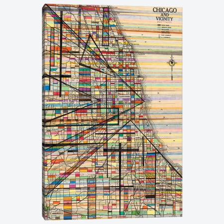 Modern Map Of Chicago Canvas Print #NIK39} by Nikki Galapon Canvas Artwork