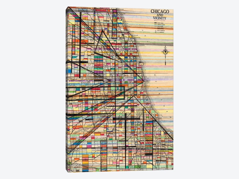 Modern Map Of Chicago by Nikki Galapon 1-piece Art Print