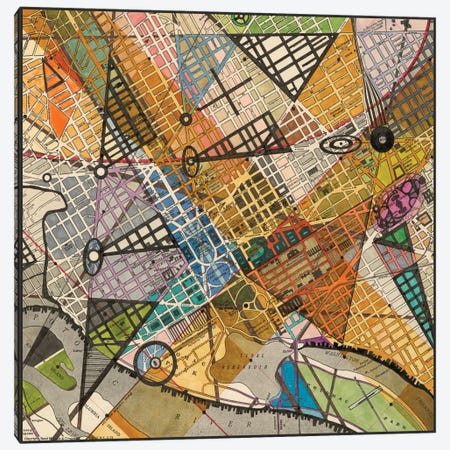 Modern Map Of D.C. Canvas Print #NIK3} by Nikki Galapon Canvas Wall Art