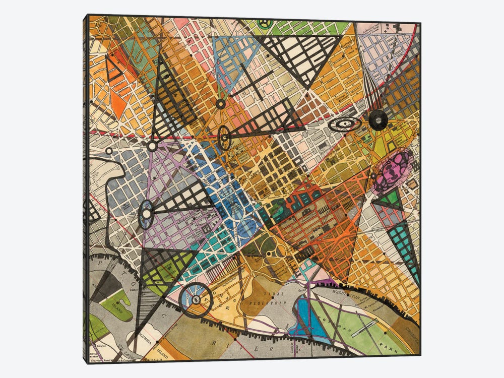 Modern Map Of D.C. by Nikki Galapon 1-piece Canvas Art