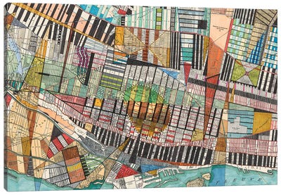 Modern Map Of Montreal Canvas Art Print - Montreal Art