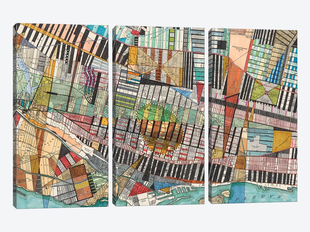 Modern Map Of Montreal by Nikki Galapon 3-piece Art Print