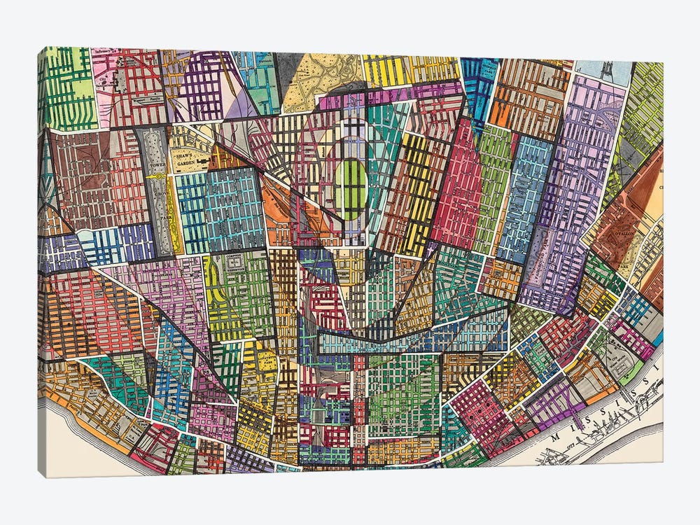 Modern Map Of St. Louis by Nikki Galapon 1-piece Canvas Art
