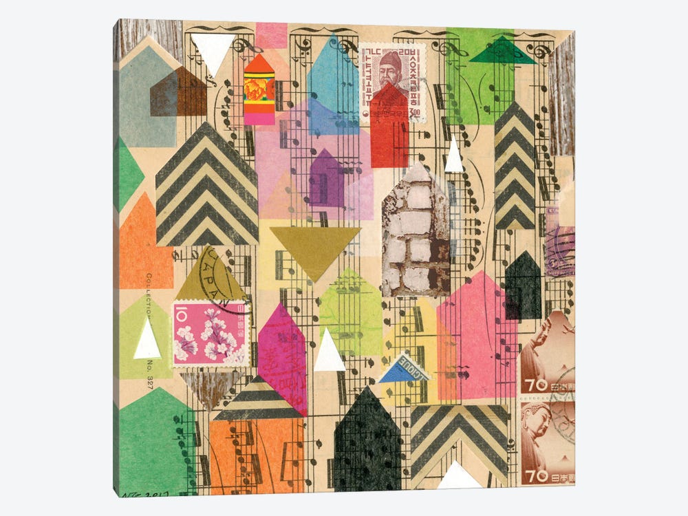 Stamped Houses I by Nikki Galapon 1-piece Canvas Print