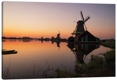 Dutch Sunset, The Netherlands Canvas Art Print - Watermill & Windmill Art