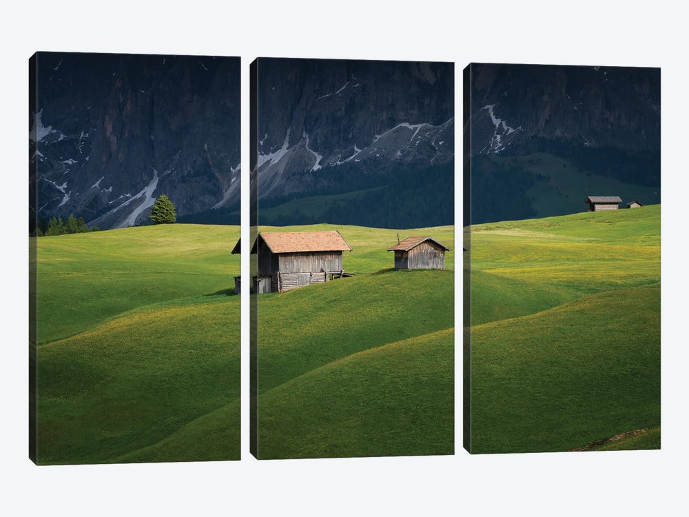 The Huts, Dolomites, Italy by Jim Nilsen 3-piece Canvas Print