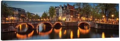 The Illuminated Bridge, Amsterdam, The Netherlands Canvas Art Print - Jim Nilsen