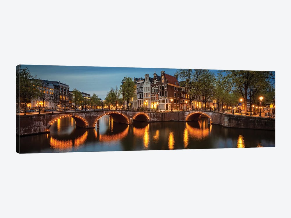The Illuminated Bridge, Amsterdam, The Netherlands by Jim Nilsen 1-piece Canvas Artwork