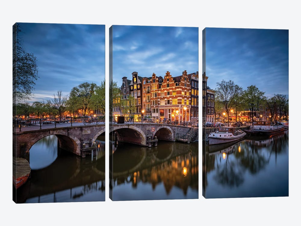 The Stillness Of Amsterdam, The Netherlands by Jim Nilsen 3-piece Canvas Artwork