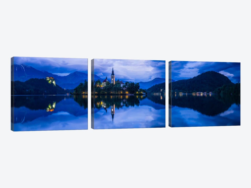 Lake Bled Blue, Bled, Slovenia by Jim Nilsen 3-piece Art Print