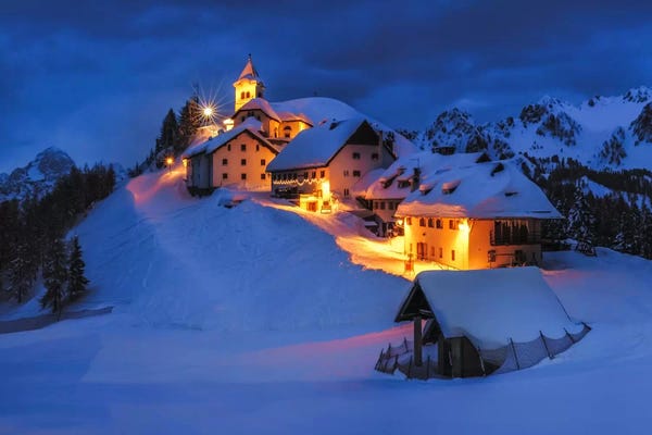 Friuli-Venezia Giulia: A Blue Night, Monte Santo di Lussari, Borgo Lussari, Tarvisio, Udine, Italy by Jim Nilsen