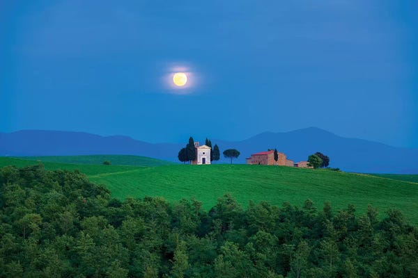 Moon Over Vitaleta, Tuscany, Italy