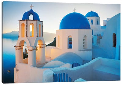 Oia Sunrise, Santorini, Greece II Canvas Art Print - Churches & Places of Worship