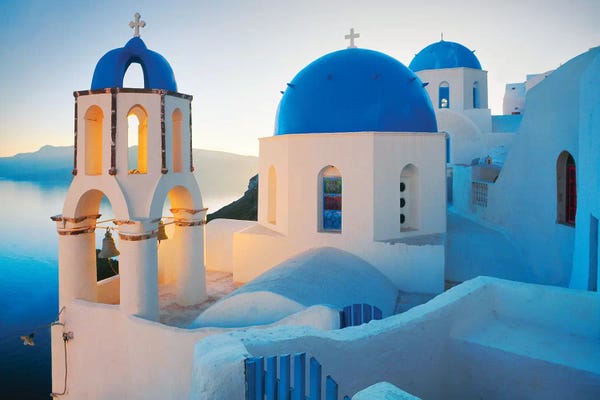 Blue Domed Church Santorini: Oia Sunrise, Santorini, Greece II by Jim Nilsen