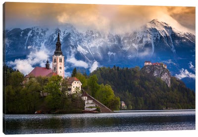 Winter's Last Stand, Bled, Slovenia Canvas Art Print