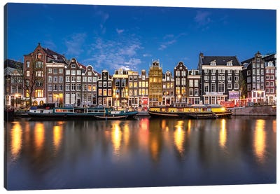 Along The Canal, Amsterdam Canvas Art Print - Amsterdam Skylines