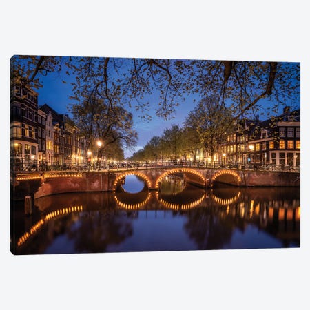 Amsterdam Lights, Amsterdam, The Netherlands Canvas Print #NIL91} by Jim Nilsen Art Print