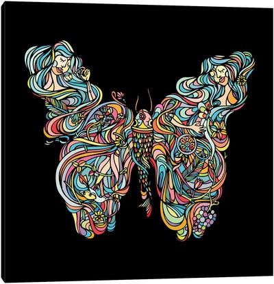 Butterfly Canvas Art Print - Line Art