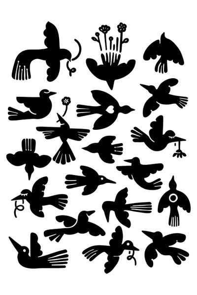 Black & White Florals: The Birds by Ninhol