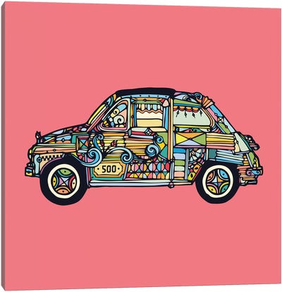 Fiat 500 Canvas Art Print - Line Art