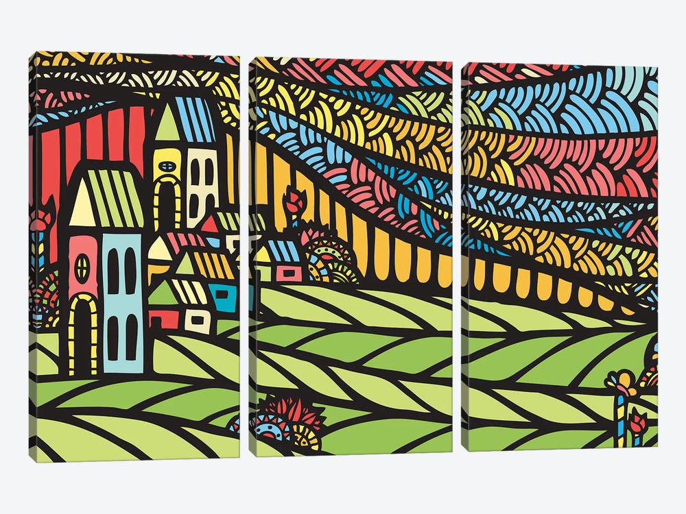 Houses by Ninhol 3-piece Canvas Print