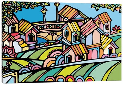 Little Houses Canvas Art Print - Line Art