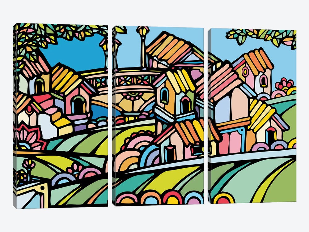 Little Houses 3-piece Canvas Print