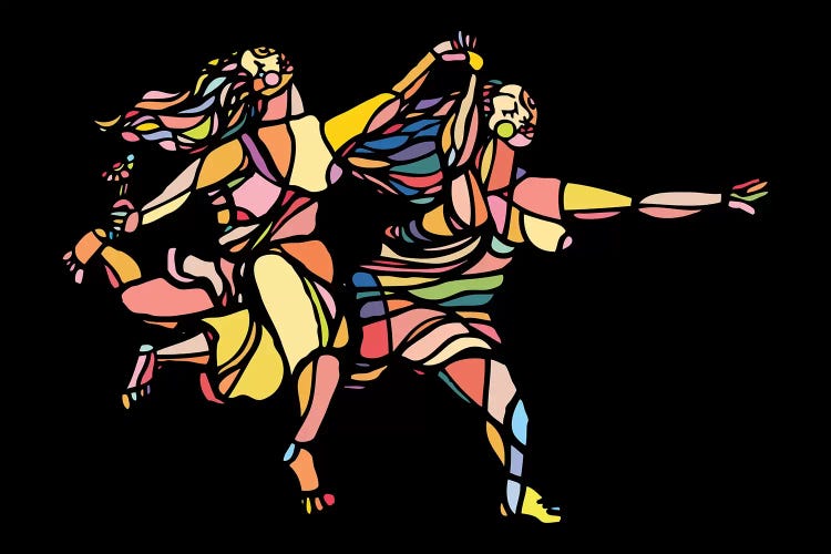 Two Women Running On The Beach by Ninhol wall art