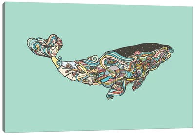 Whale Canvas Art Print - Line Art